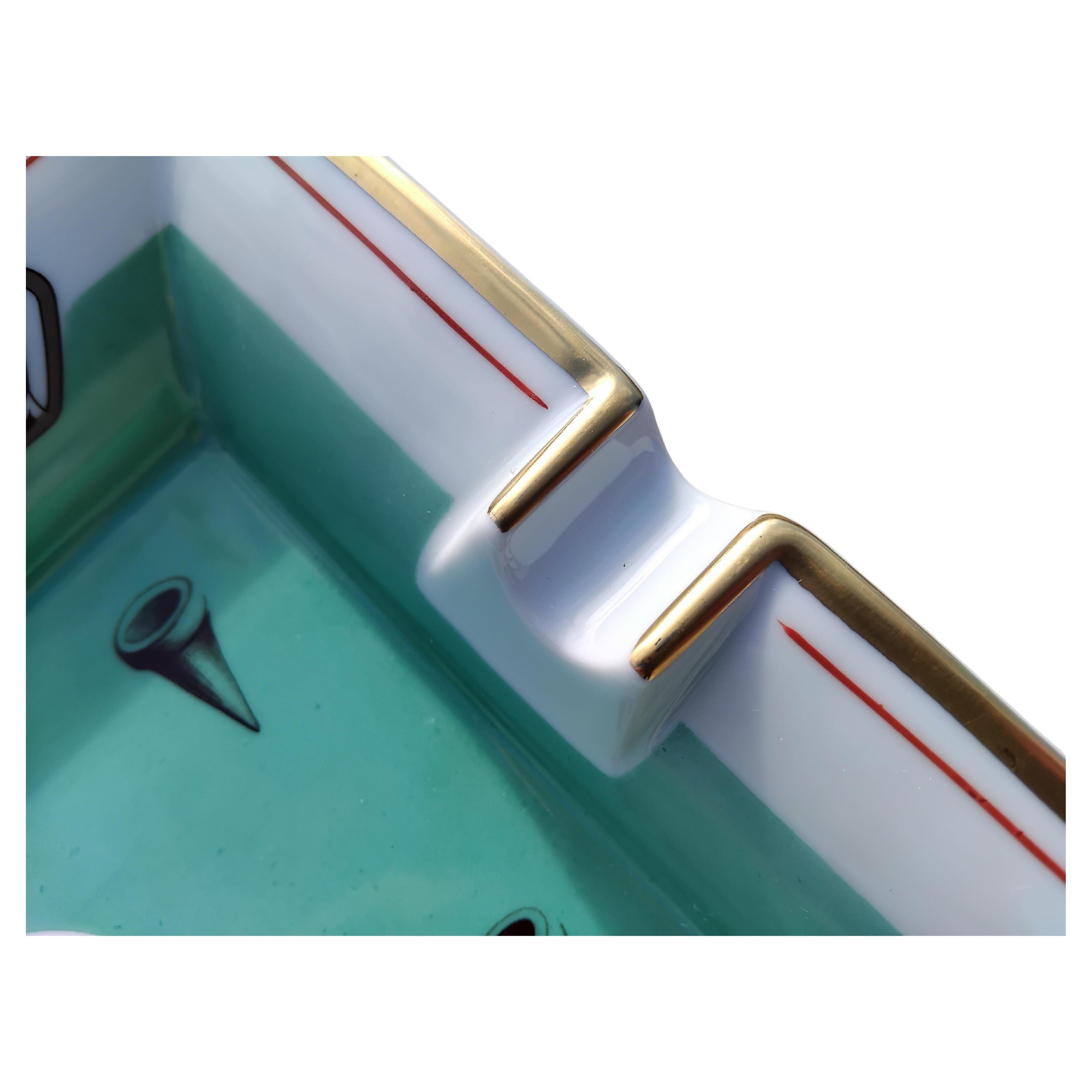 Hermès Golf Print Cigar Ashtray Change Tray Porcelain Gold 7