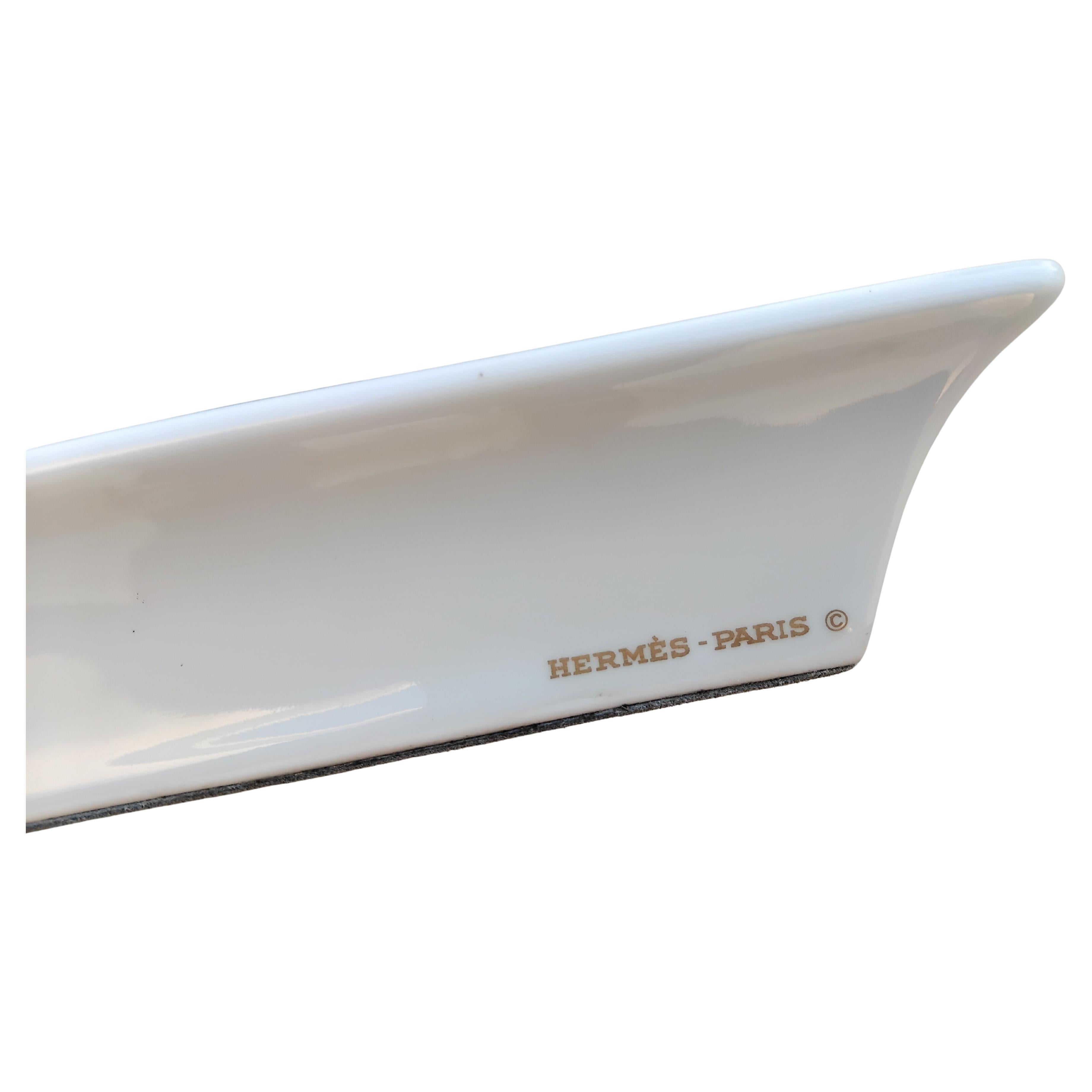 Hermès Golf Print Cigar Ashtray Change Tray Porcelain Gold 11