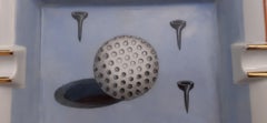 Hermès Golf Print Zigarren Aschenbecher ändern Tablett Porzellan Gold