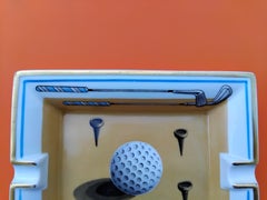 Hermès Golf Print Zigarren Aschenbecher ändern Tablett Porzellan Gold