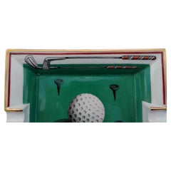 Hermès Golf Print Cigar Ashtray Change Tray Porcelain Gold