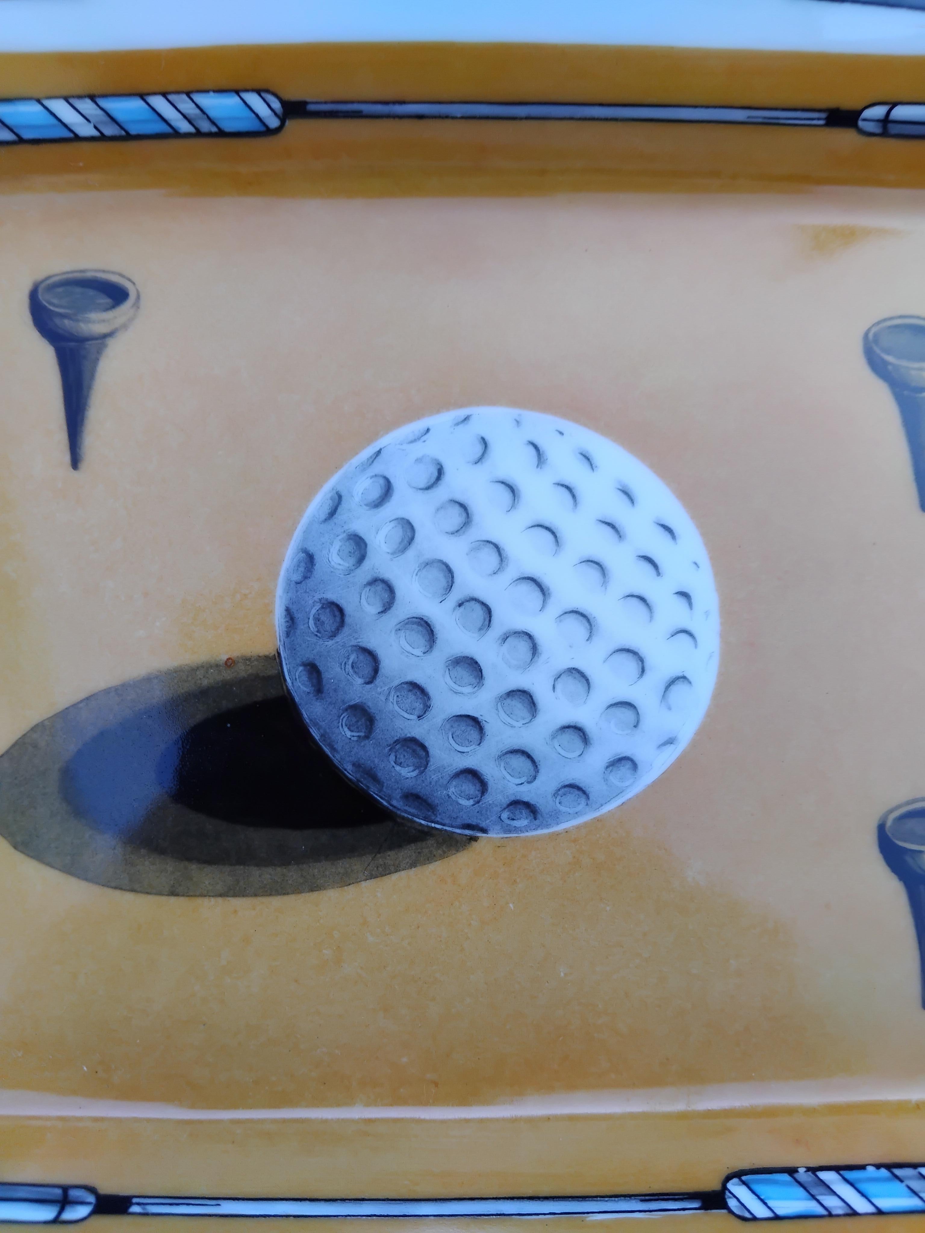 Hermès Cendrier Cigare Impression Golf Porcelaine Or Excellent état à Corcoué Sur Logne, Loire-Atlantique