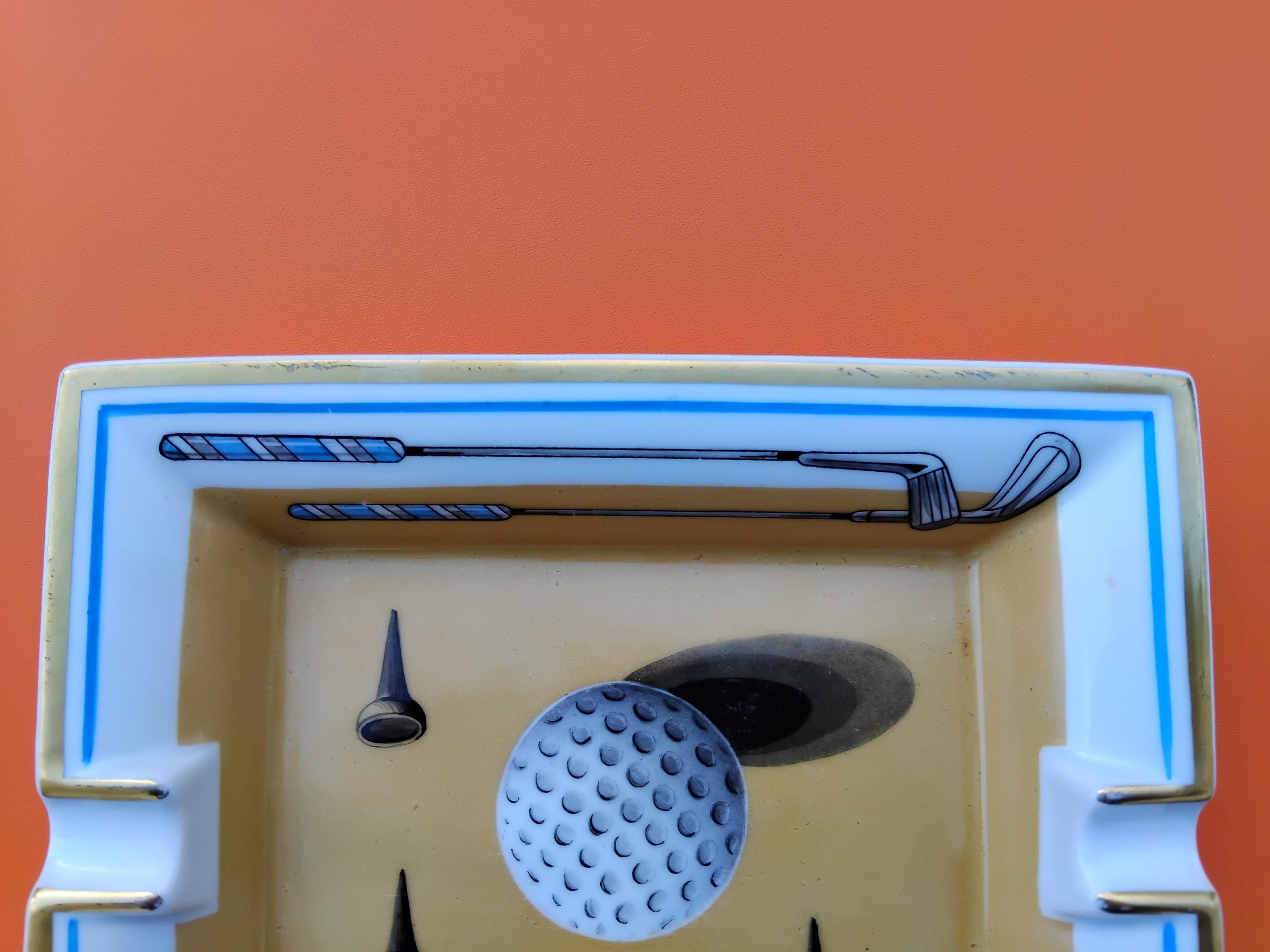 Women's or Men's Hermès Golf Print Cigar Ashtray Change Tray Porcelain Gold