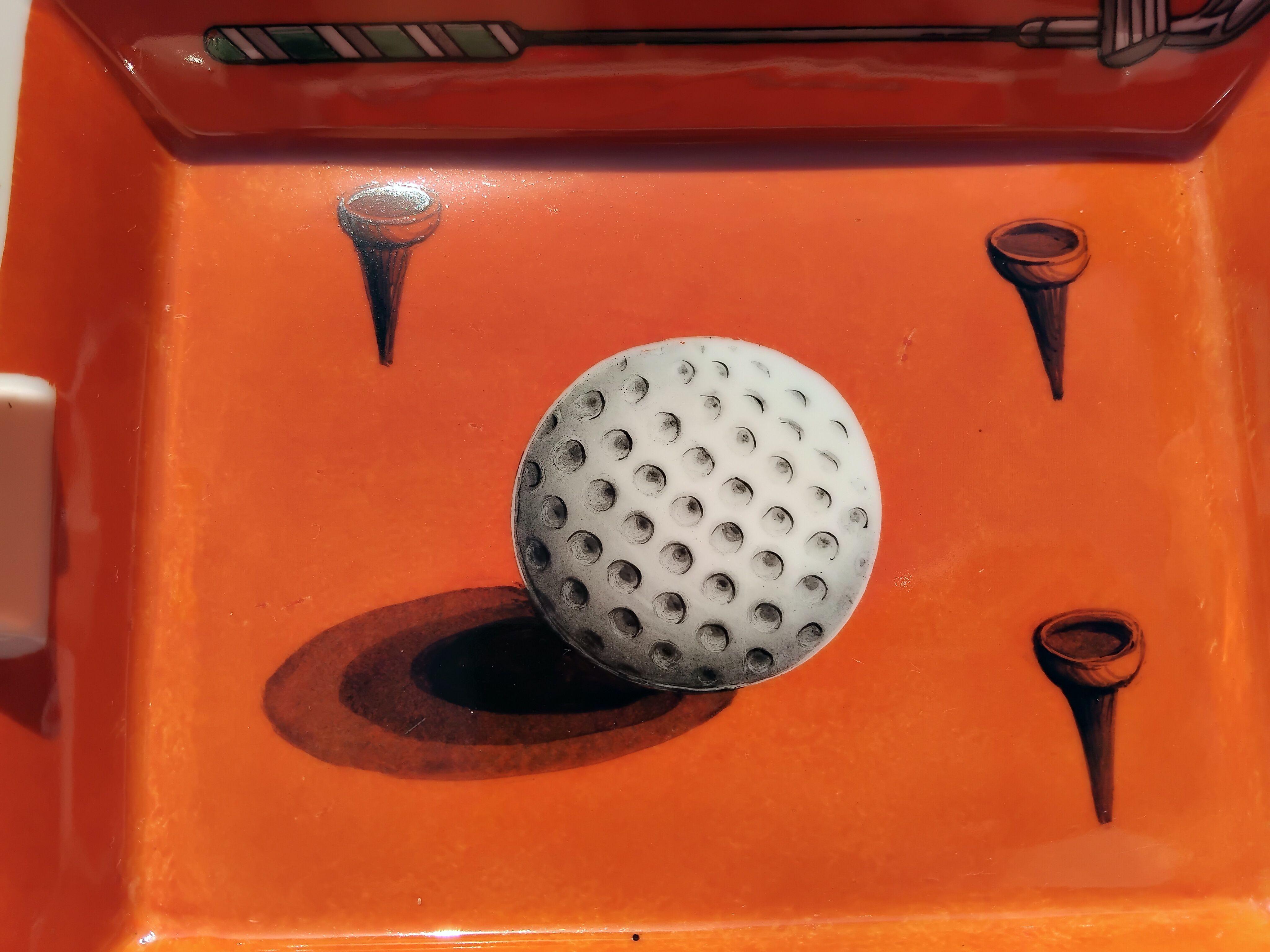 Women's or Men's Hermès Golf Print Cigar Ashtray Change Tray Porcelain Gold