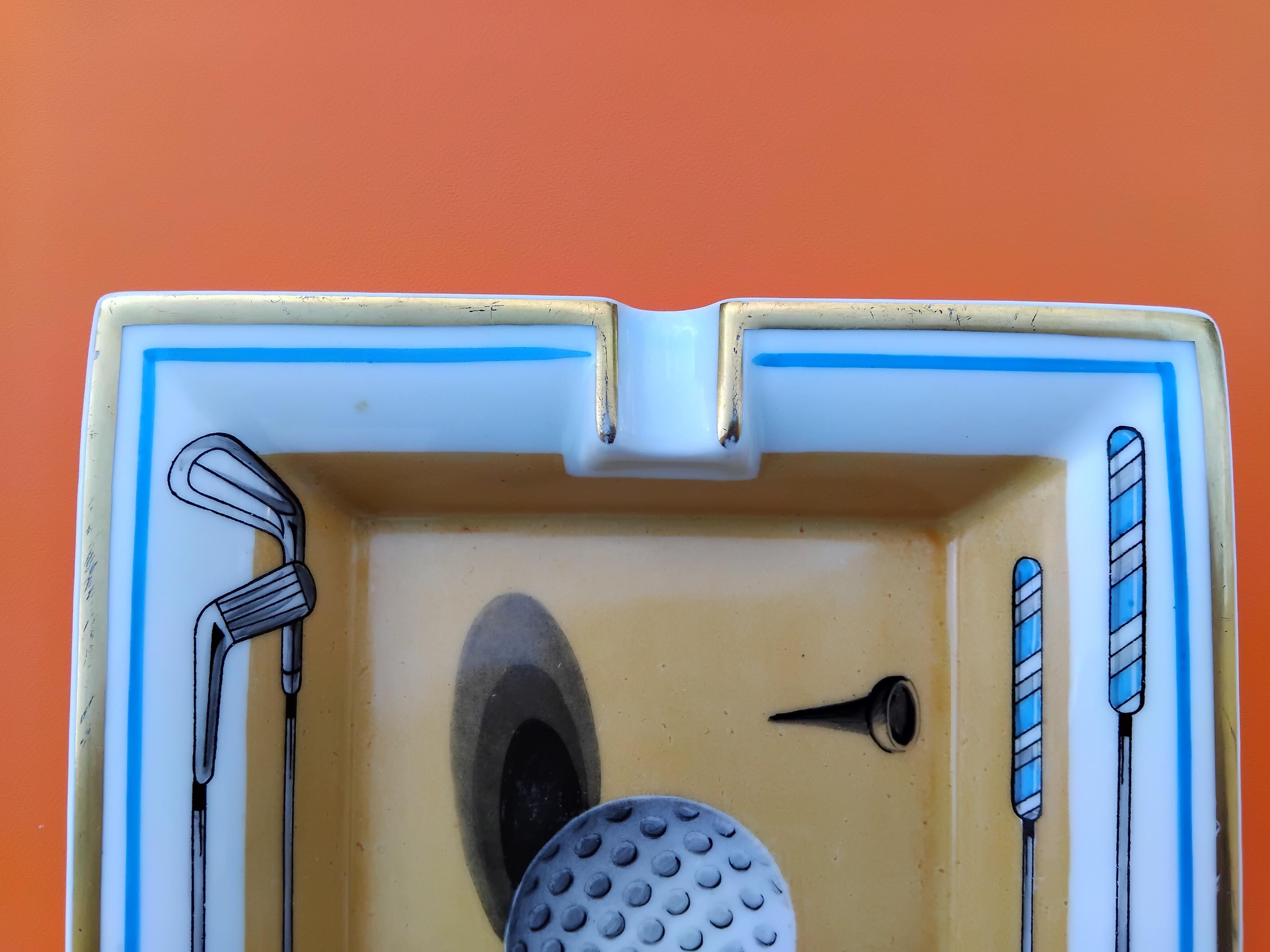 Hermès Golf Print Cigar Ashtray Change Tray Porcelain Gold 1