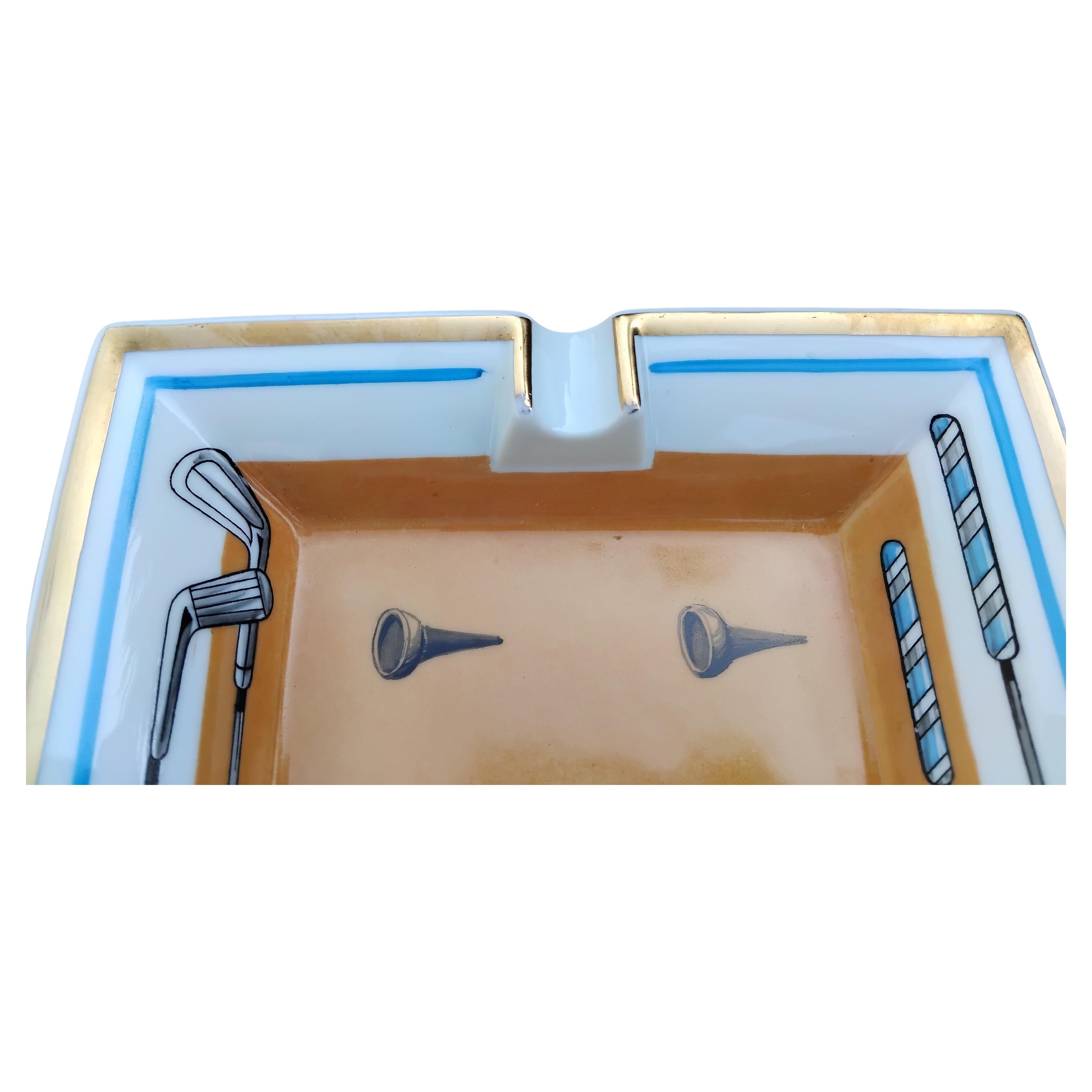 Hermès Cendrier Cigare Impression Golf Porcelaine Or 1