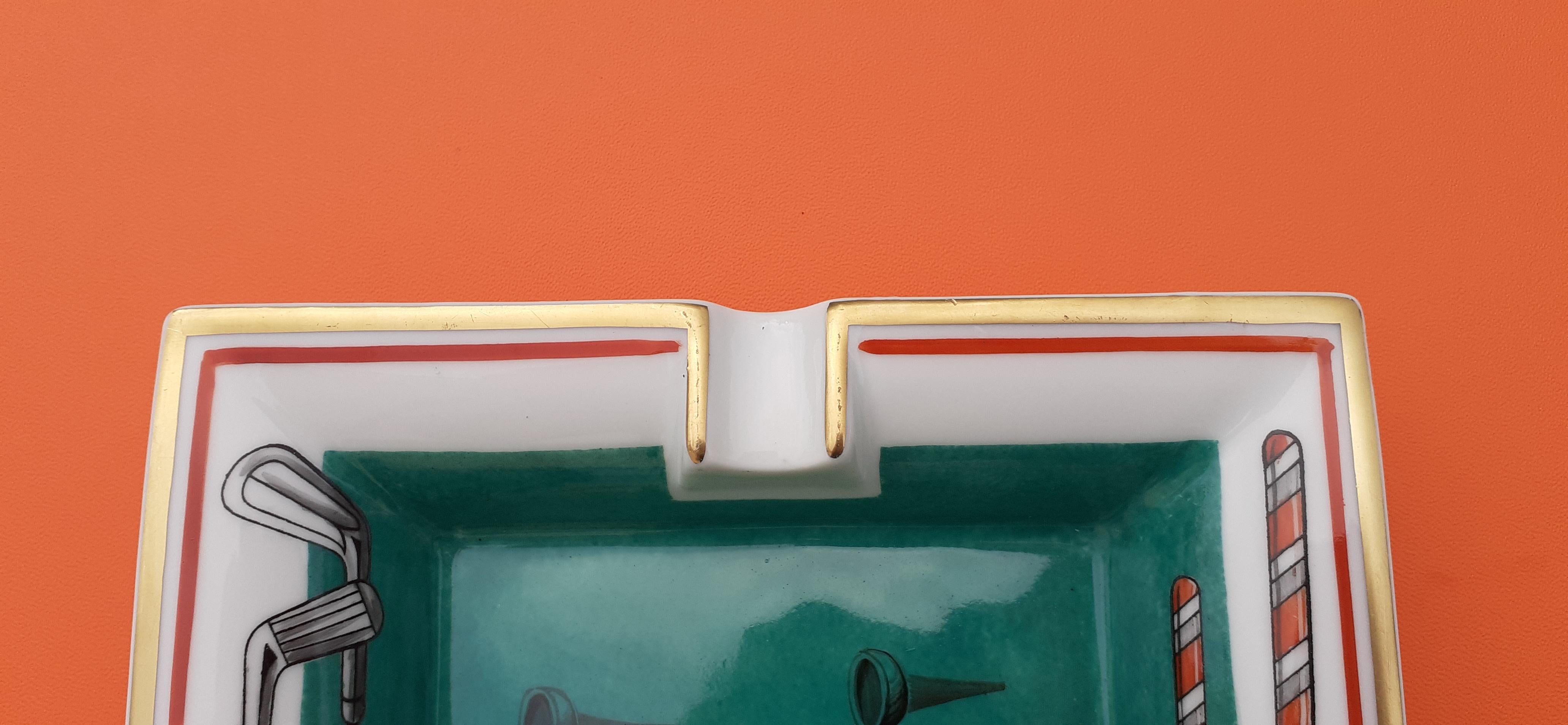 Hermès Golf Print Cigar Ashtray Change Tray Porcelain Gold 1