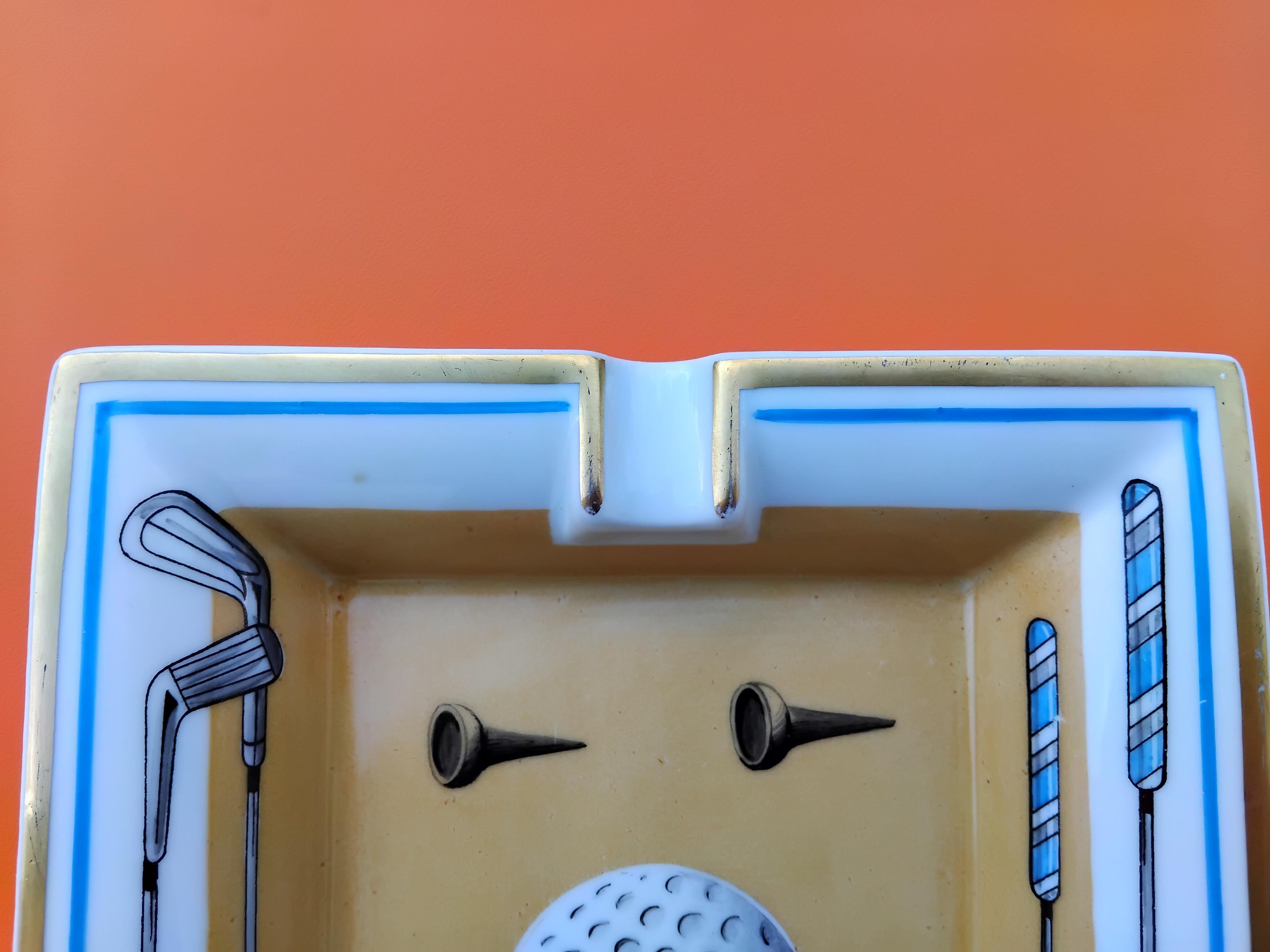 Hermès Golf Print Cigar Ashtray Change Tray Porcelain Gold 2