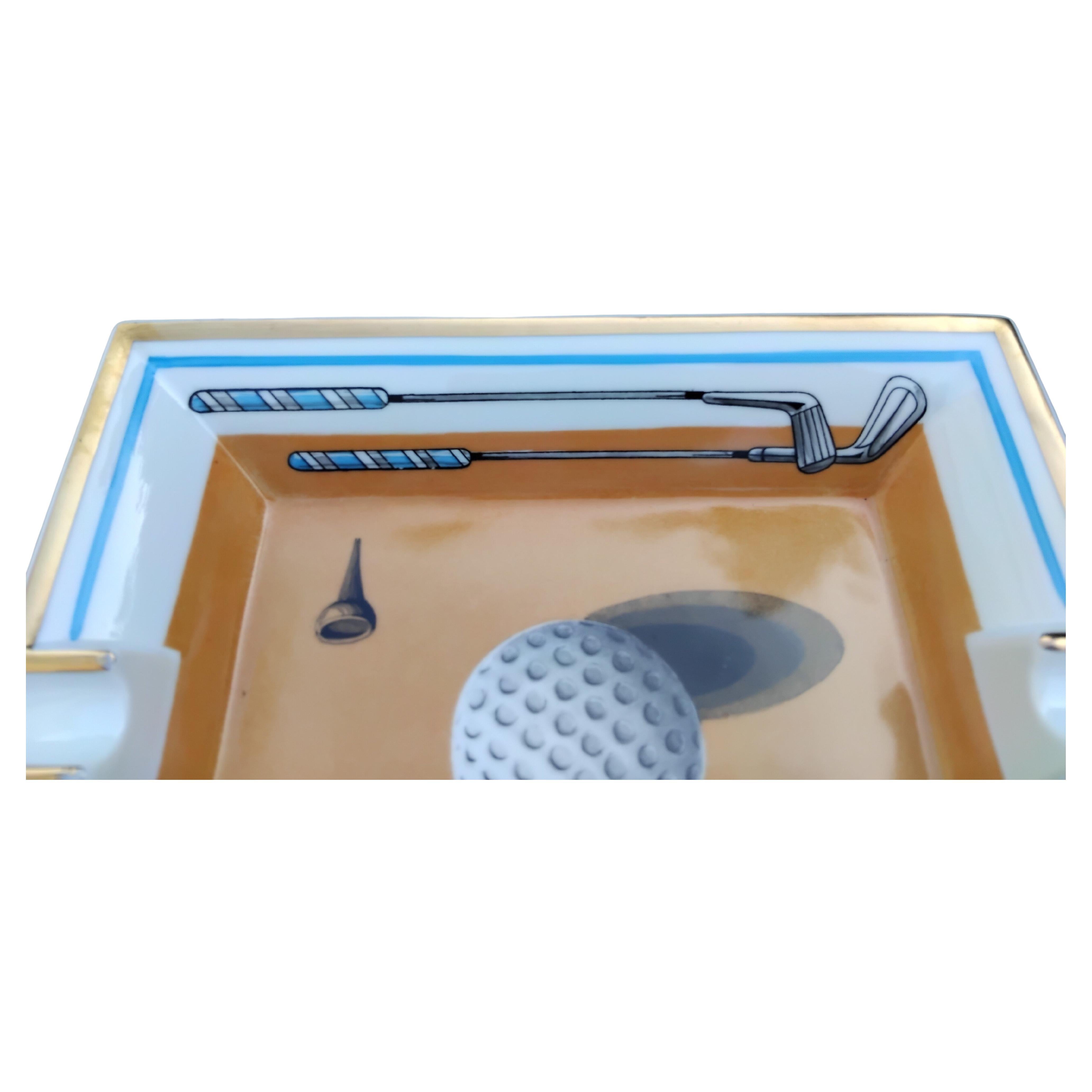 Hermès Cendrier Cigare Impression Golf Porcelaine Or 2