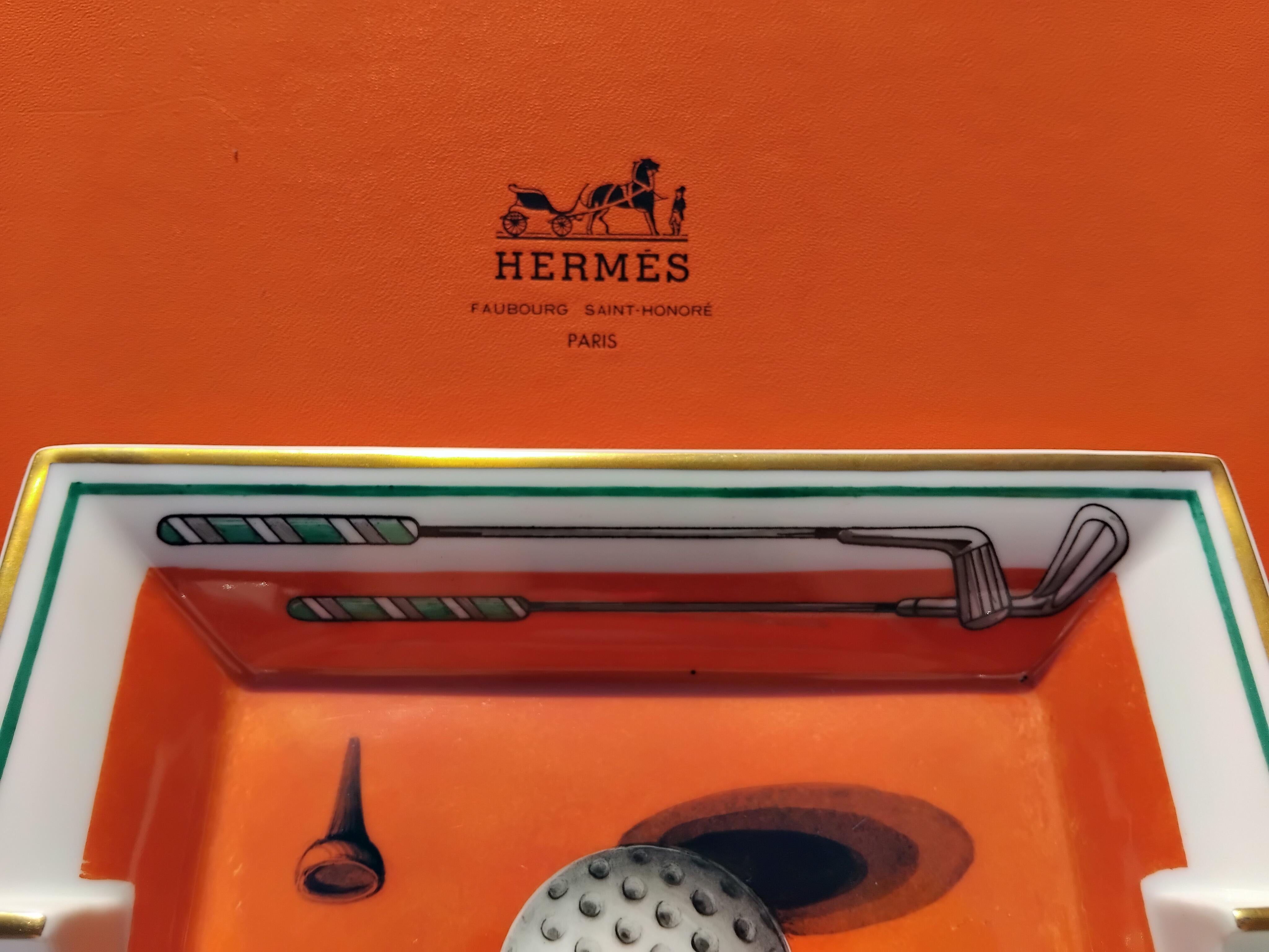 Hermès Golf Print Cigar Ashtray Change Tray Porcelain Gold 3