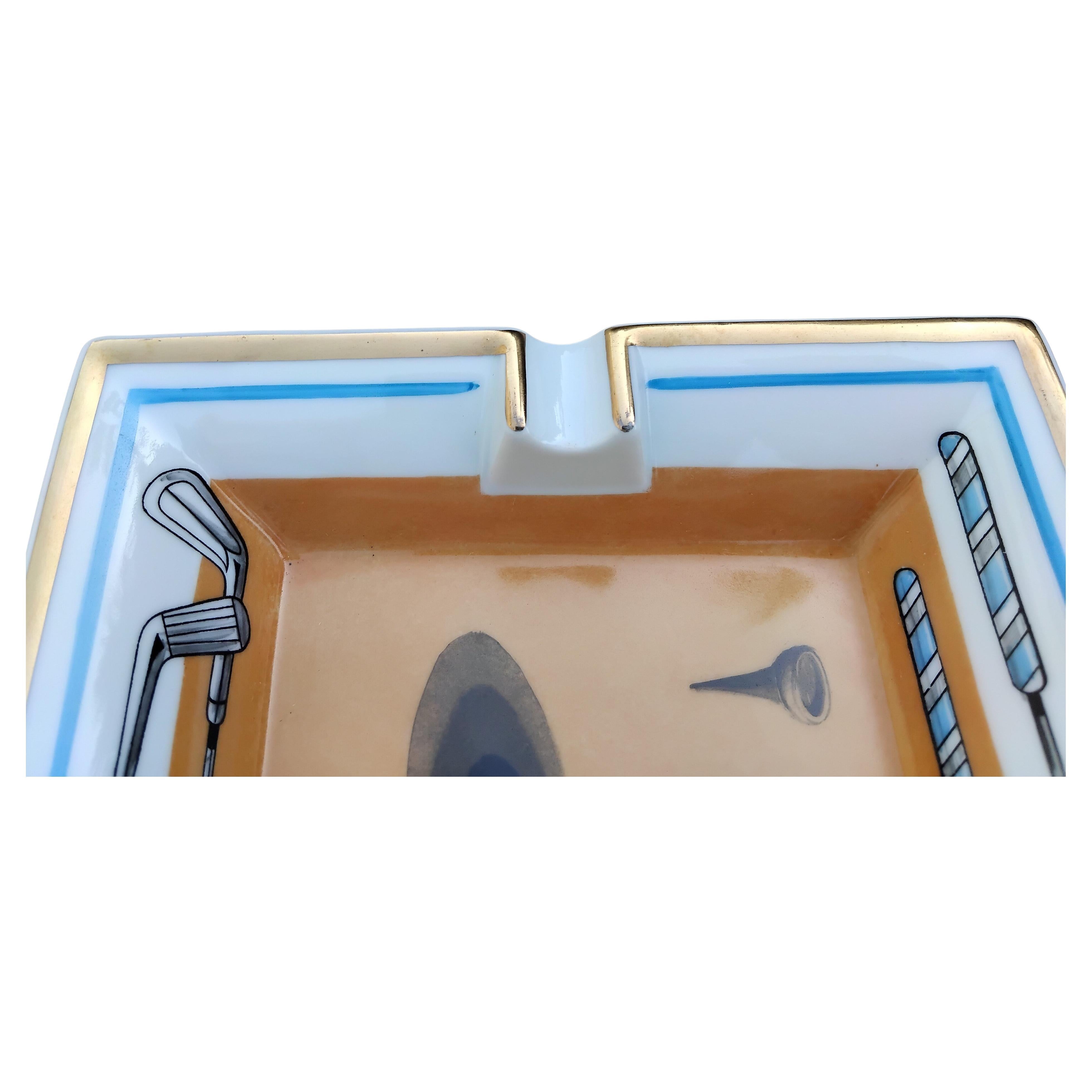 Hermès Cendrier Cigare Impression Golf Porcelaine Or 3
