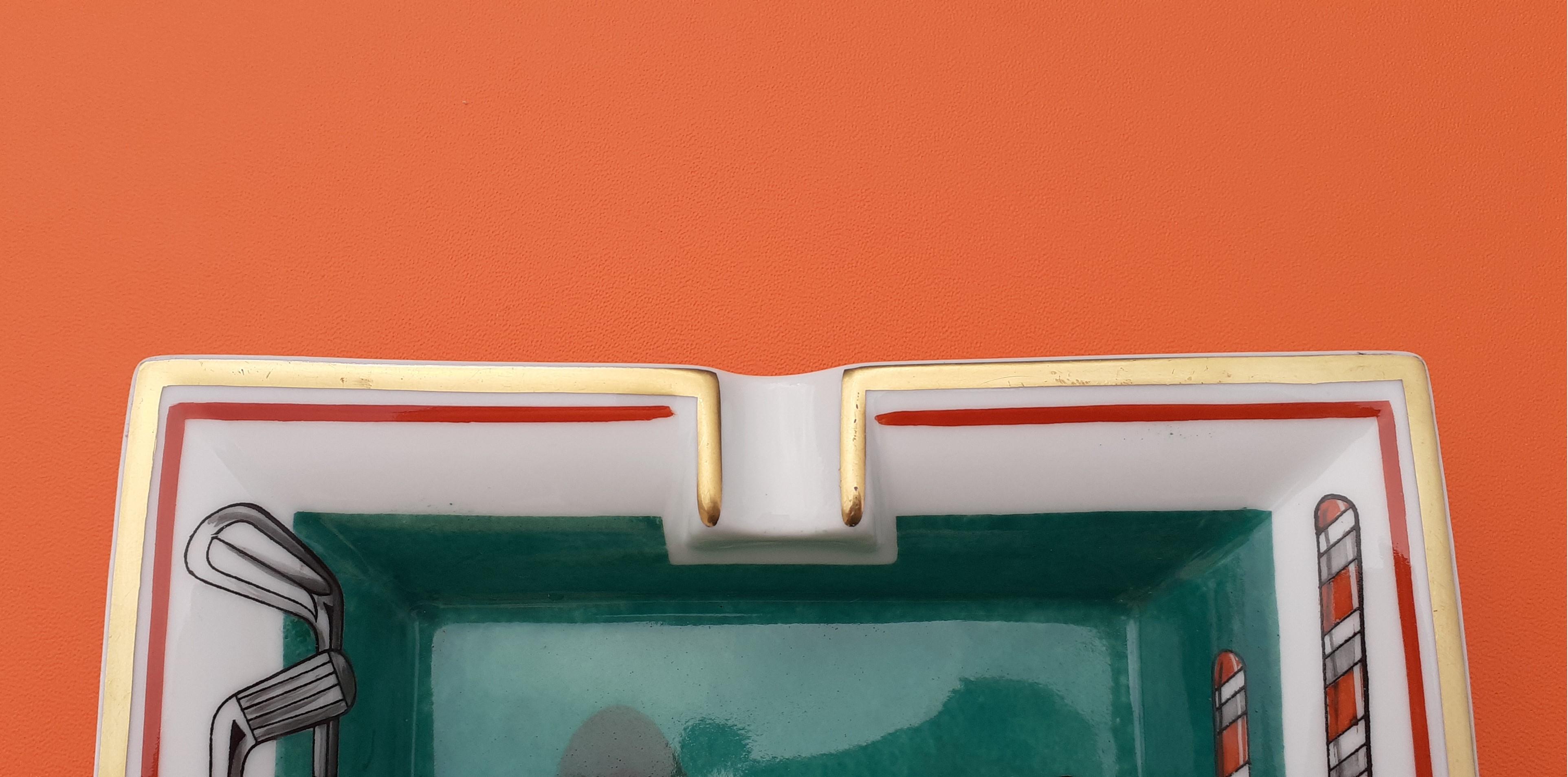 Hermès Golf Print Cigar Ashtray Change Tray Porcelain Gold 3