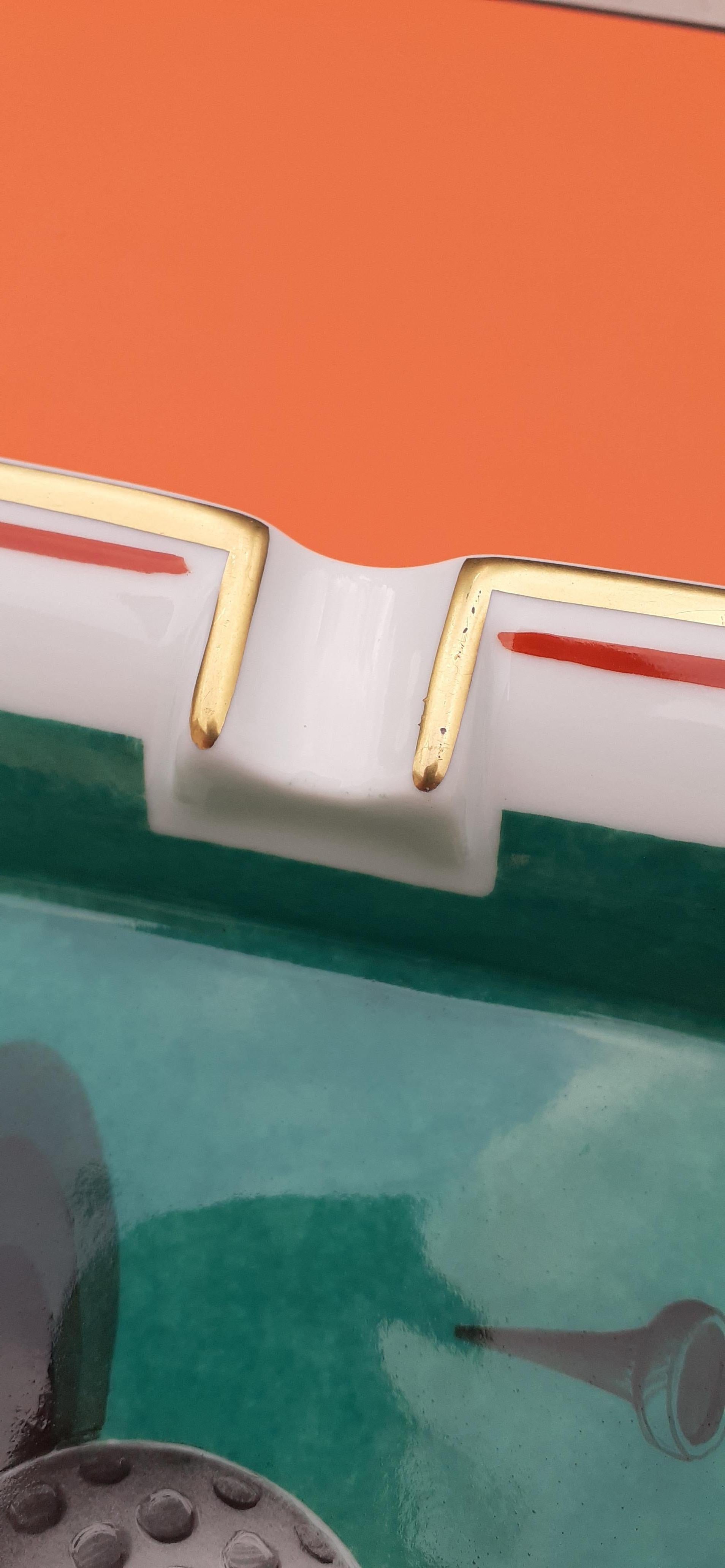 Hermès Golf Print Cigar Ashtray Change Tray Porcelain Gold 4