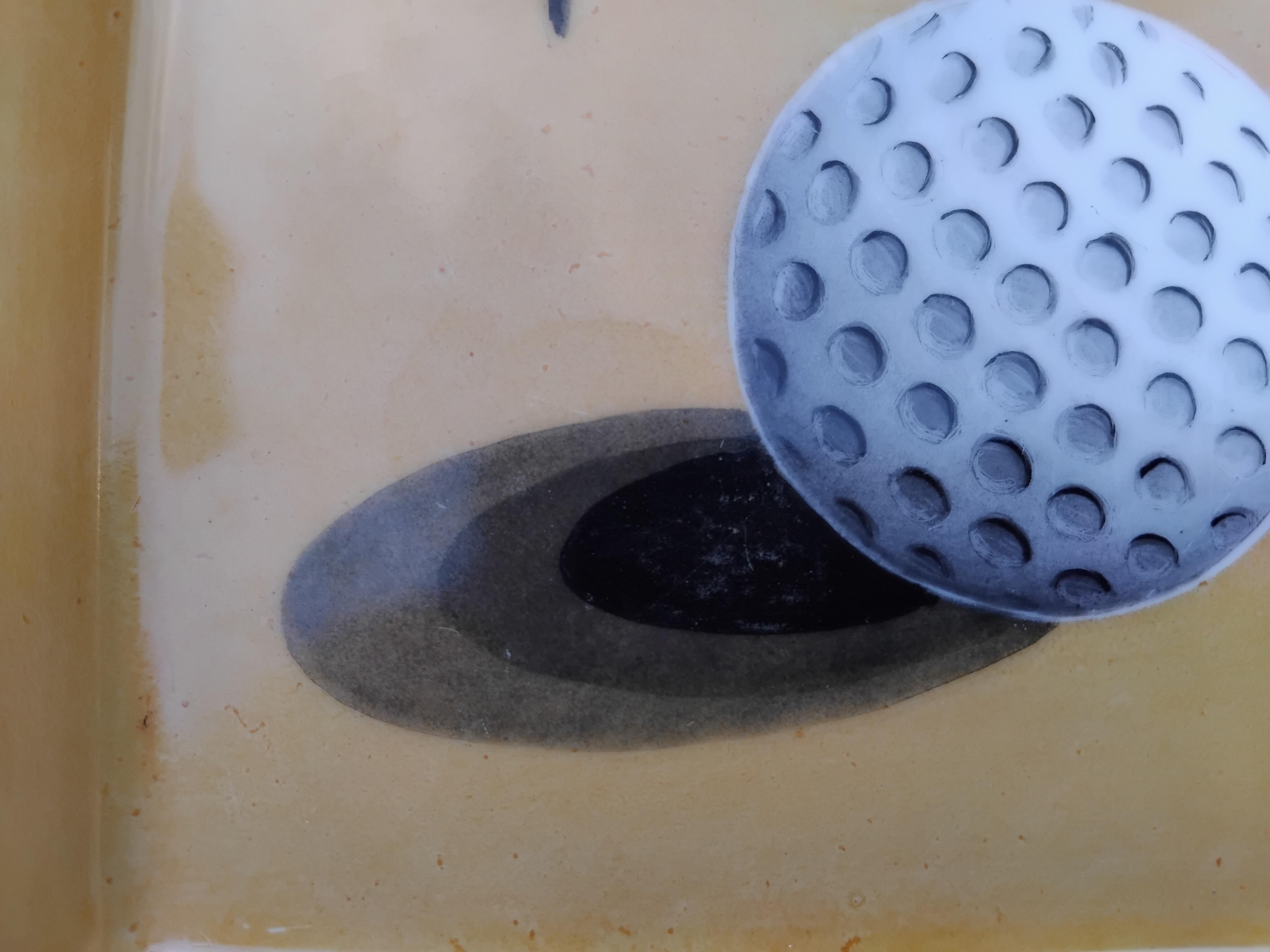 Hermès Golf Print Cigar Ashtray Change Tray Porcelain Gold 5