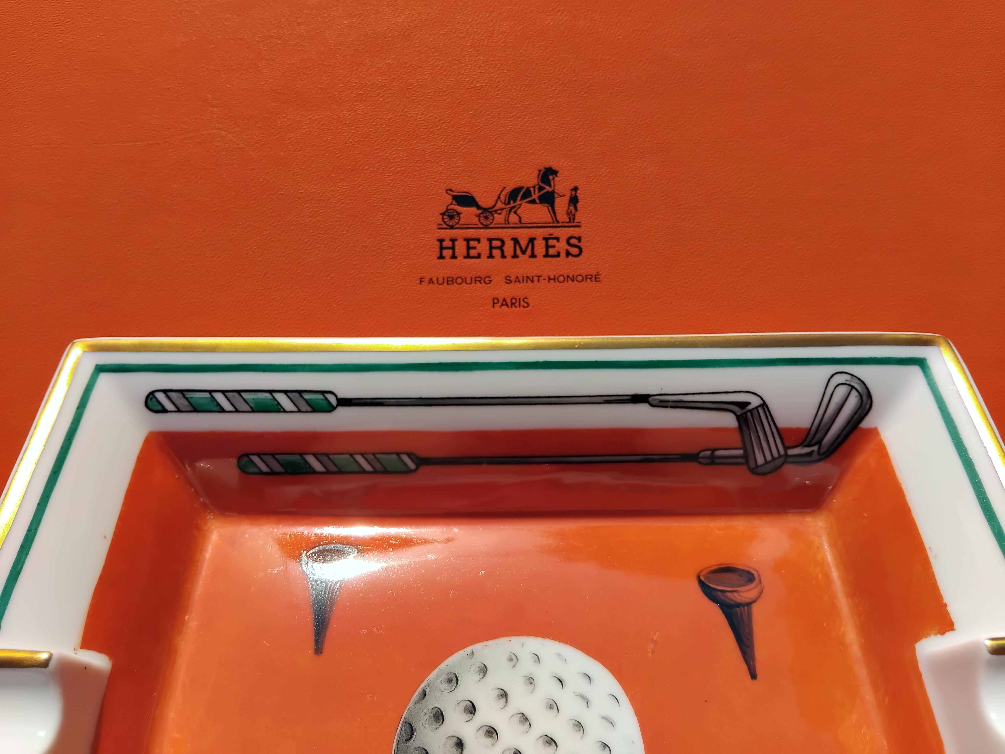 Hermès Golf Print Cigar Ashtray Change Tray Porcelain Gold 5