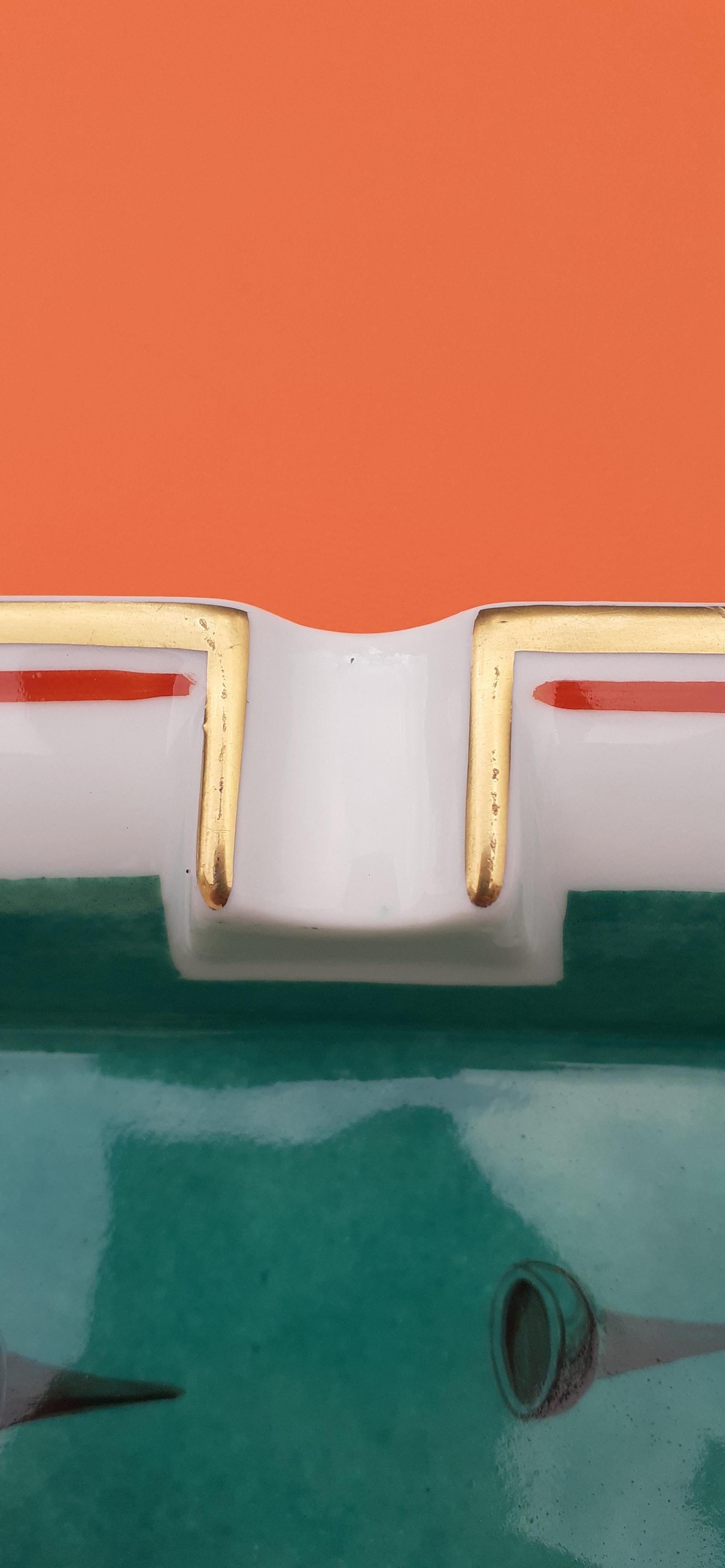 Hermès Golf Print Cigar Ashtray Change Tray Porcelain Gold 5
