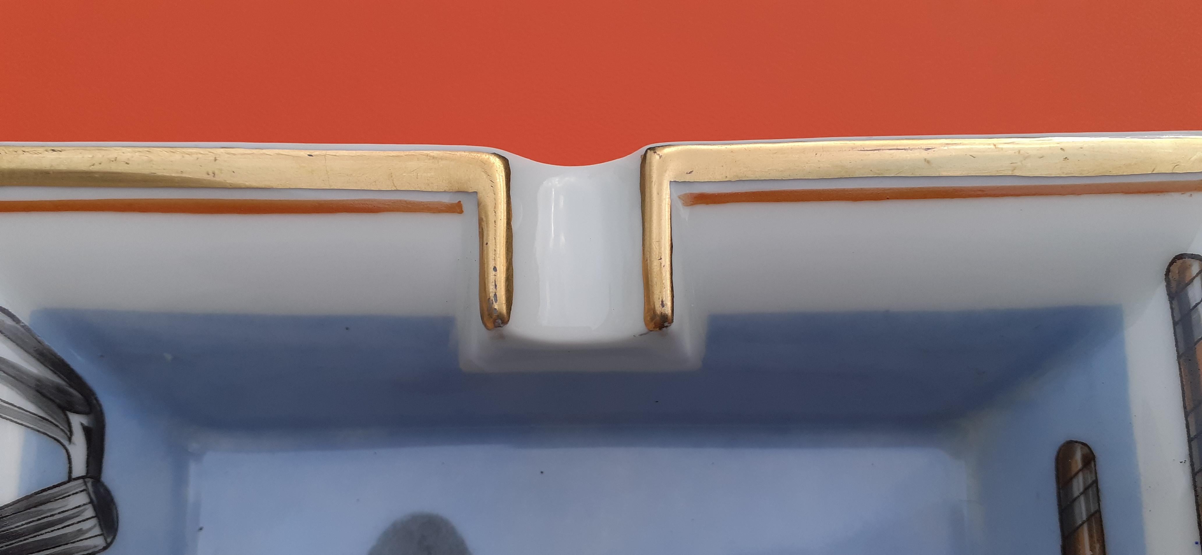 Hermès Golf Print Cigar Ashtray Change Tray Porcelain Gold 5