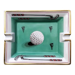 Hermès Cendrier Cigare Impression Golf Porcelaine Or