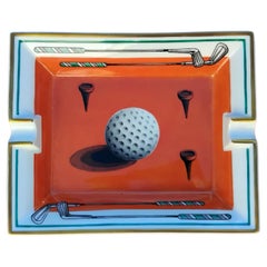Hermès Golf Print Zigarren Aschenbecher ändern Tablett Porzellan Gold