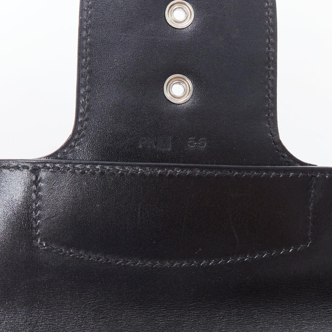 HERMES Goodlock black box leather silver hardware wristlet clutch bag For Sale 5