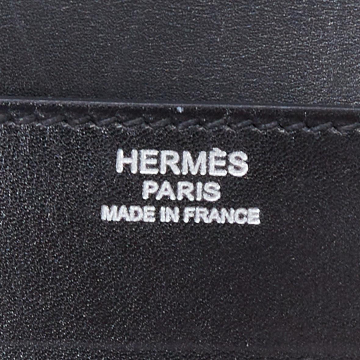 HERMES Goodlock black box leather silver hardware wristlet clutch bag For Sale 6