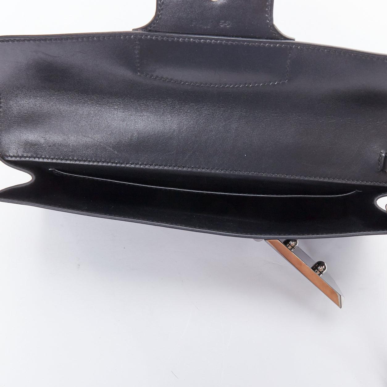HERMES Goodlock black box leather silver hardware wristlet clutch bag For Sale 3
