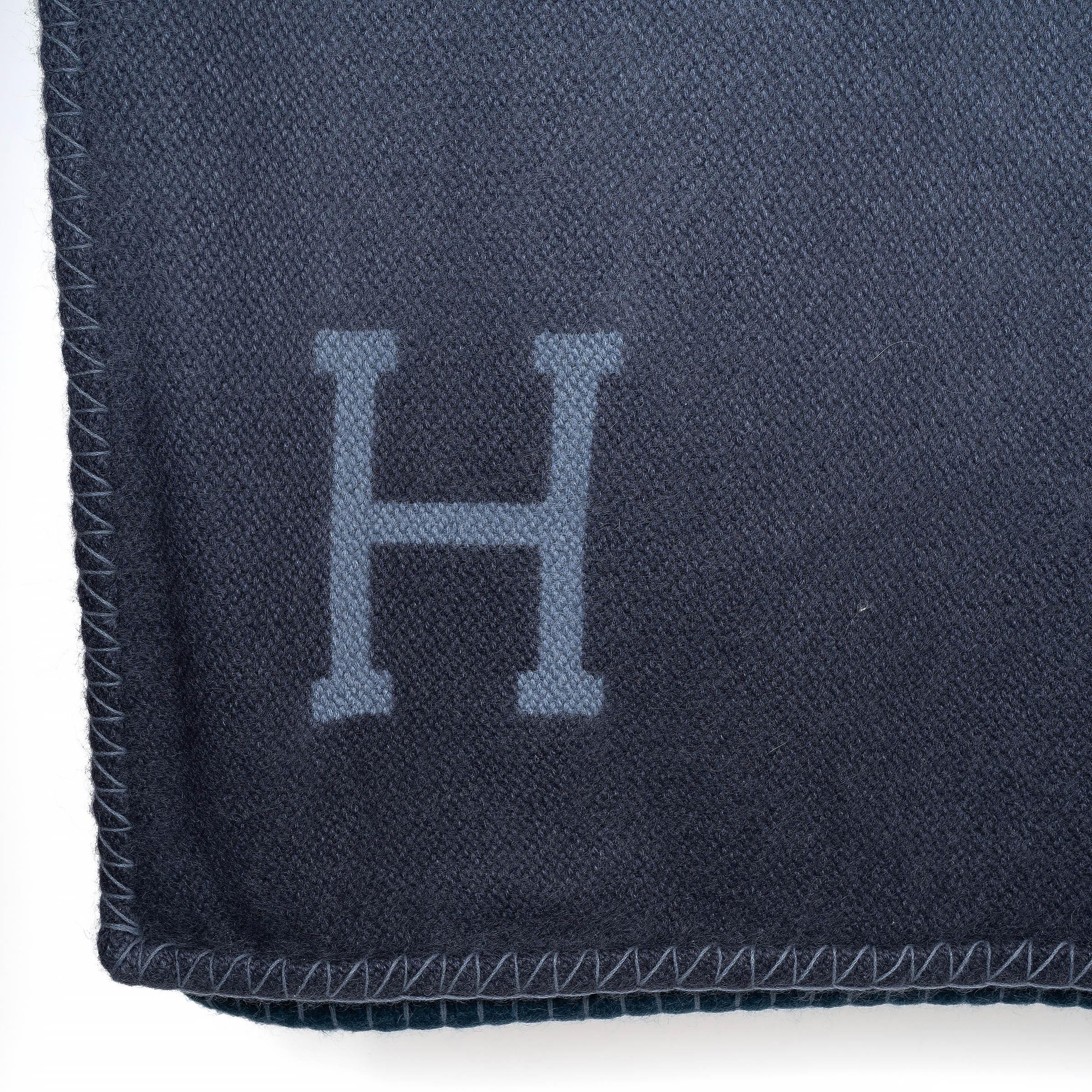 Women's or Men's HERMES gradient anthracite wool YACK'N'DYE Throw Blanket For Sale