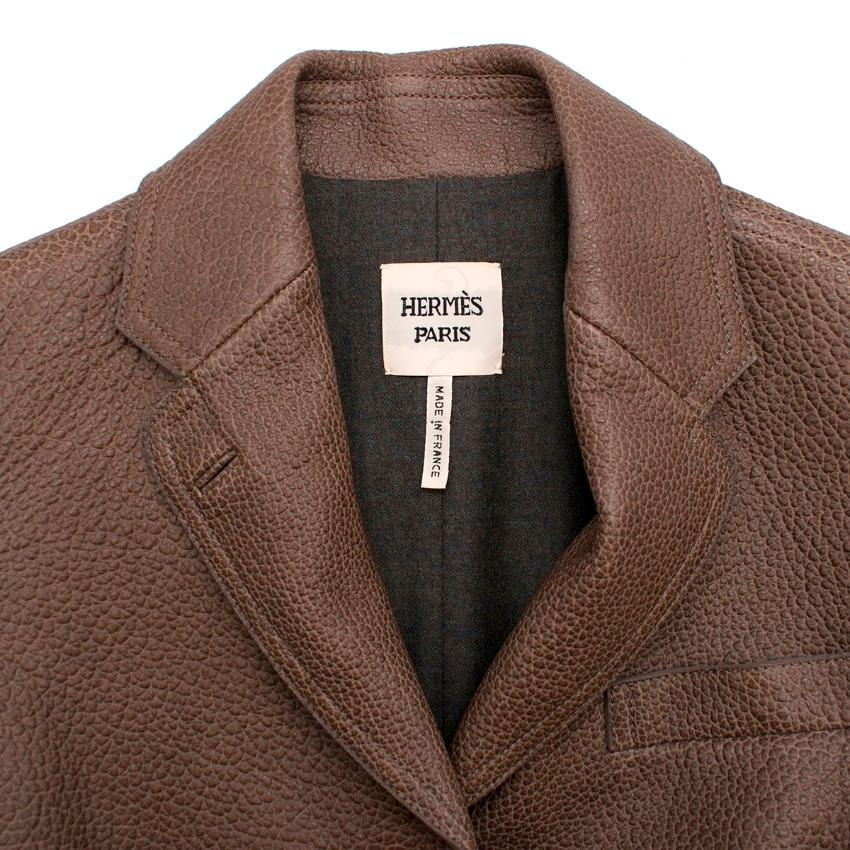 Women's Hermes grained bison leather jacket FR 34