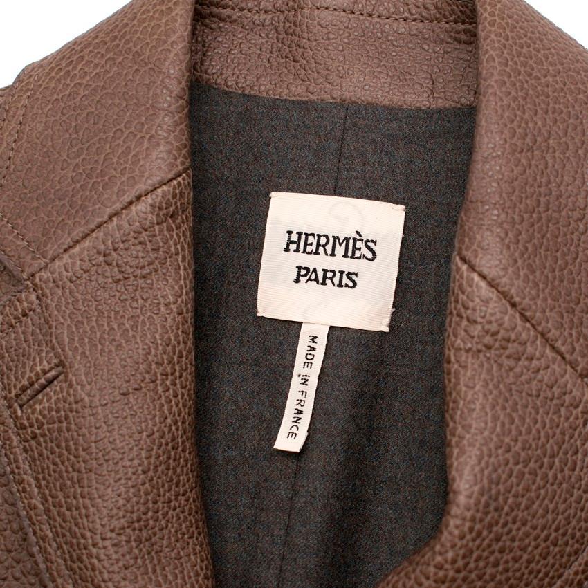 Hermes grained bison leather jacket FR 34 at 1stDibs
