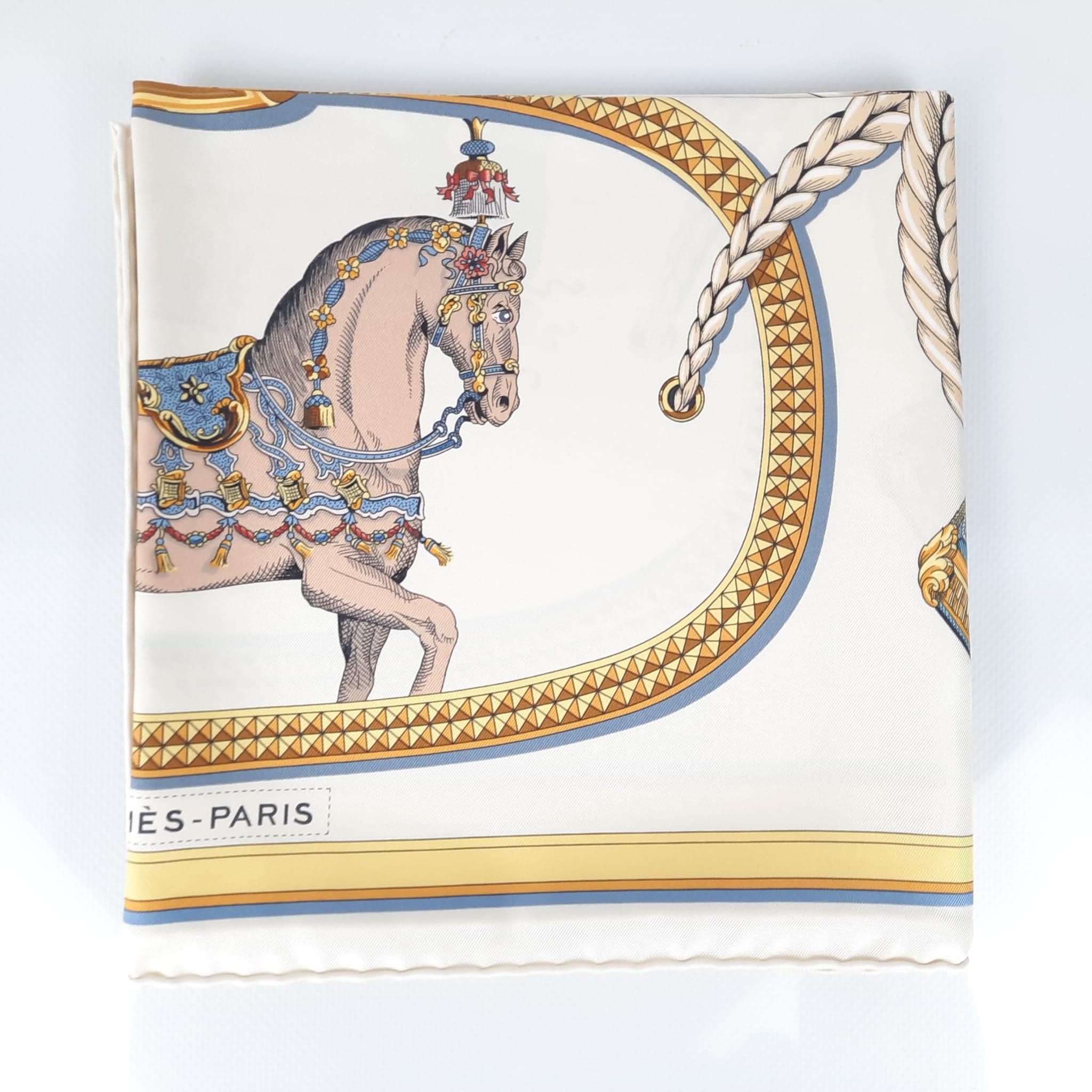  Hermes Crème / Gold / Multicolore Grand Apparat forever scarf 90 Pour femmes 