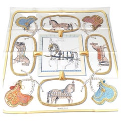 Hermes Grand Apparat forever scarf 90 Crème / Gold / Multicolore Silk