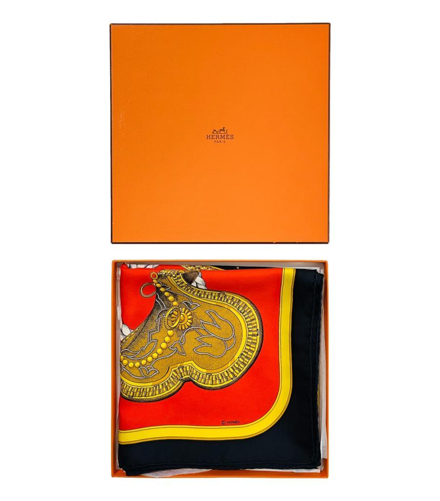 Red Hermes Grand Apparat Silk Scarf For Sale