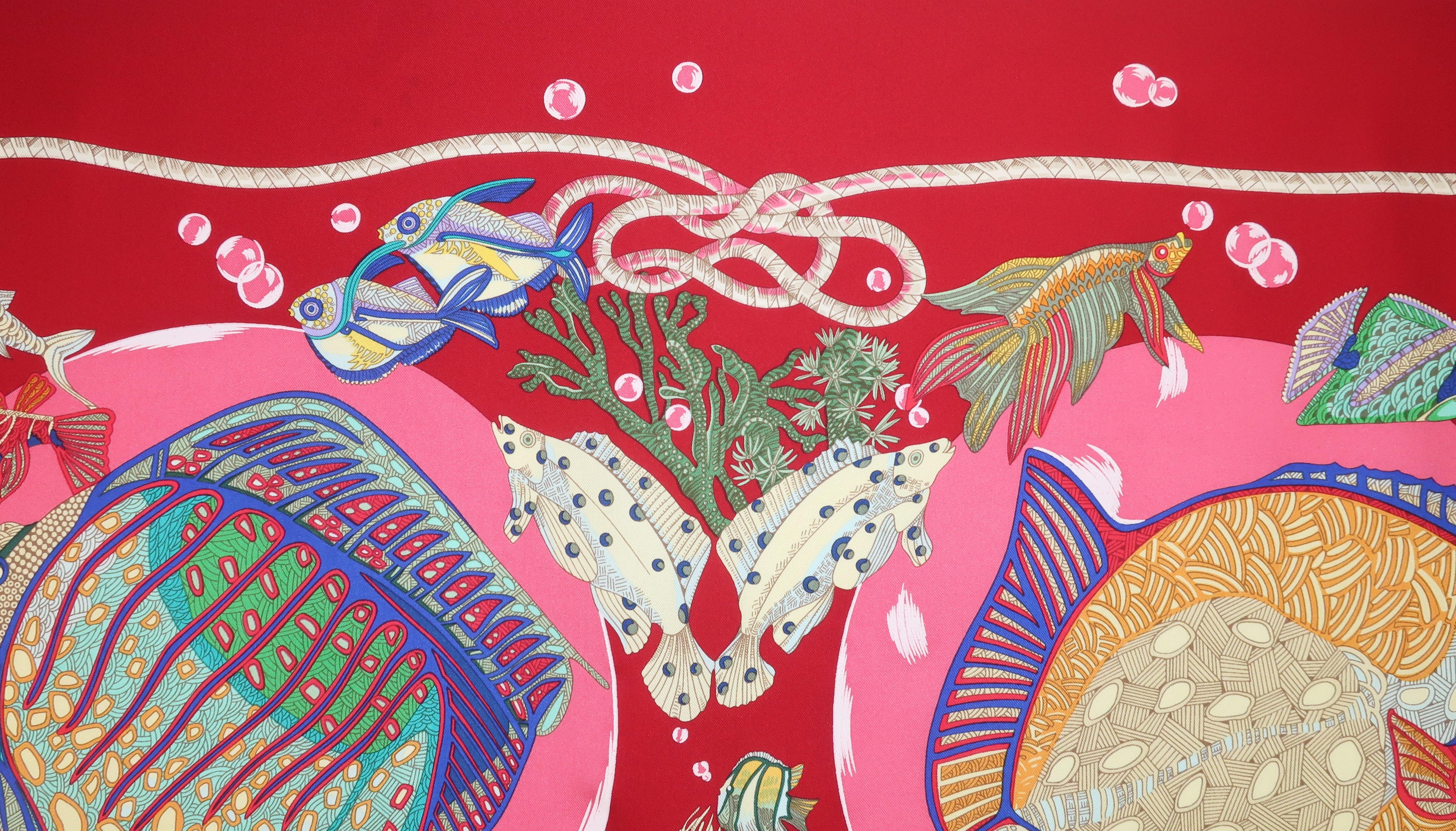 Hermès 'Grand Fonds' by Annie Faivre Silk Scarf, 1992 1