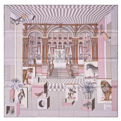 Hermes Grand Theatre Nouveau Rose Pale / Etoupe Seidenschal 90