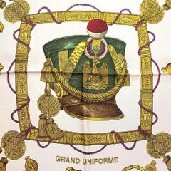 Hermès "Grand Uniforme" 90 cm Twill Silk Carre Scarf by Joachim Metz, 1985.