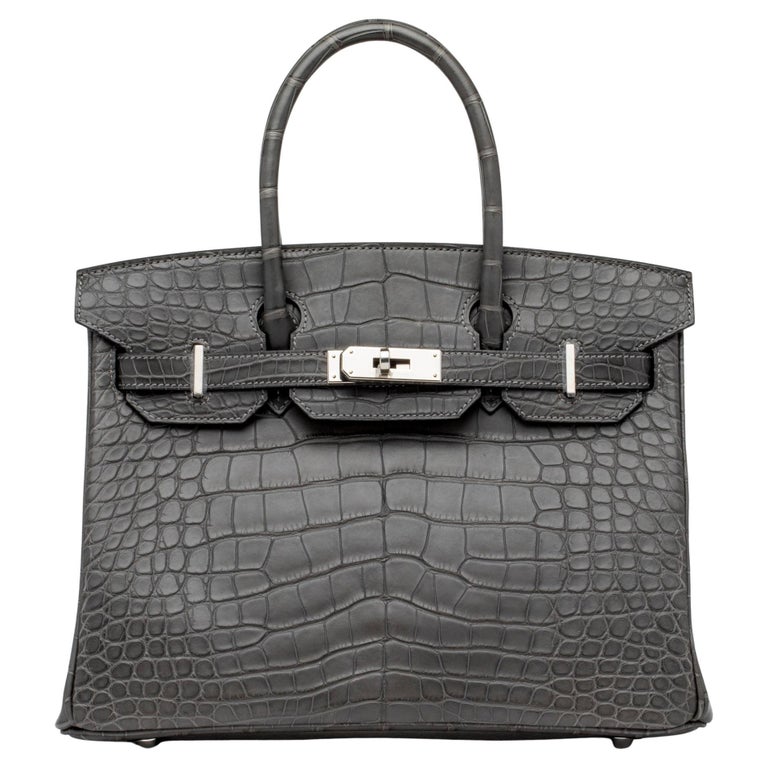 Hermes Graphite Alligator Birkin 30cm For Sale at 1stDibs