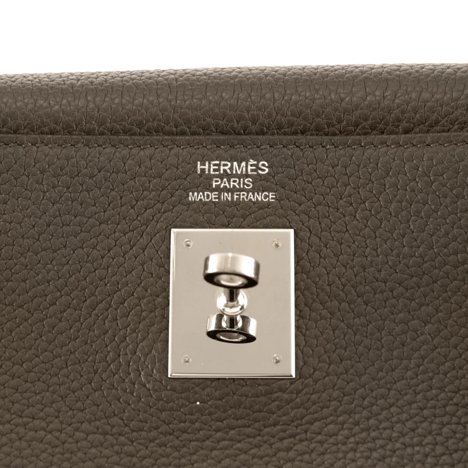 Hermès Graphite Clemence 35 cm  Kelly Bag 2