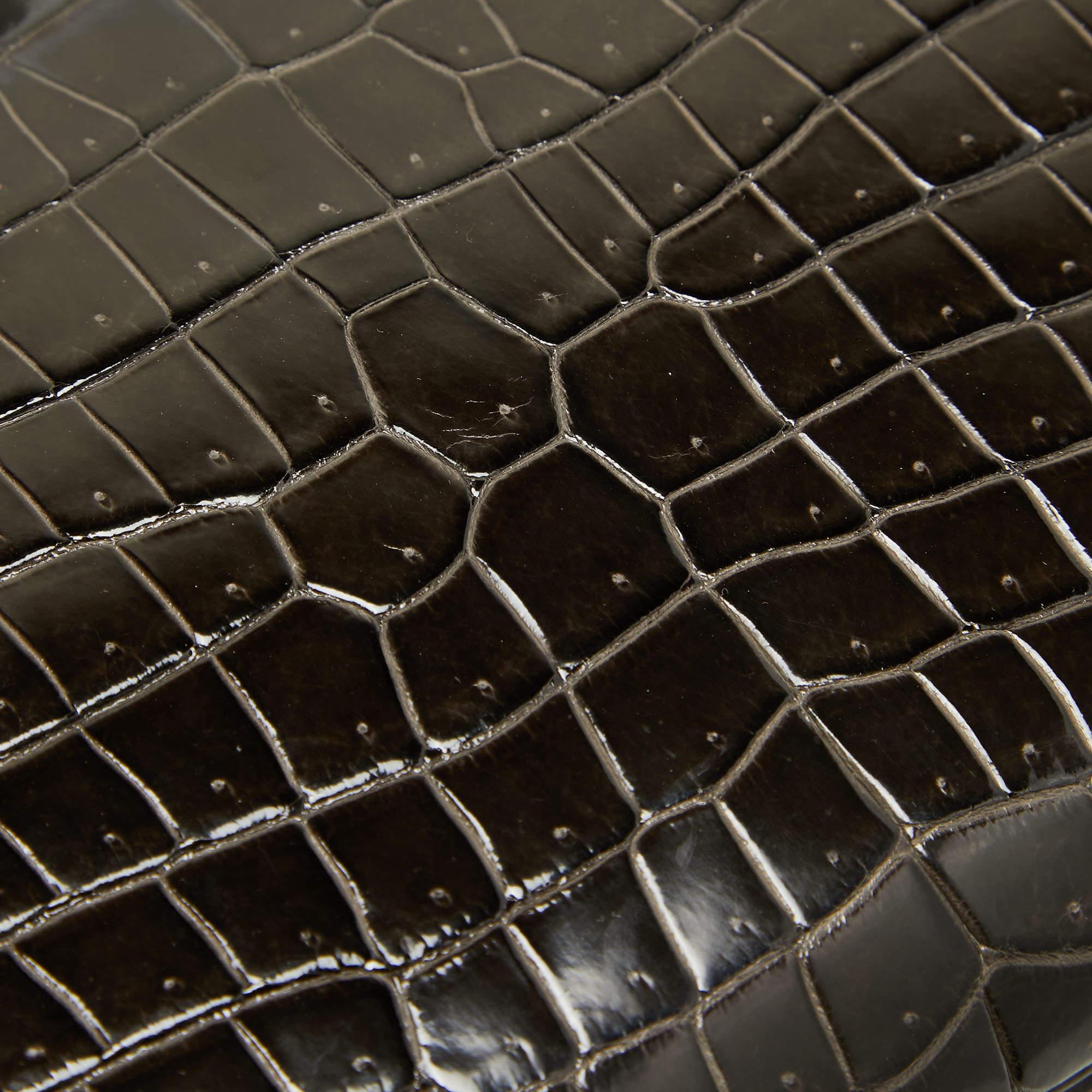 Birkin 35 Tasche von Hermes Graphit Krokodil Porosus Palladium Finish im Angebot 3