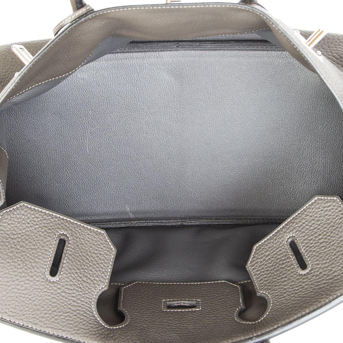 Gray HERMES Graphite gray Clemence leather & Palladium JPG I SHOULDER BIRKIN Bag