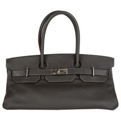 HERMES Graphitgrau Clemence Leder & Palladium JPG I SHOULDER BIRKIN Tasche