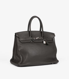 Hermès Graphite Grey Clemence Leather Birkin 35cm Retourne