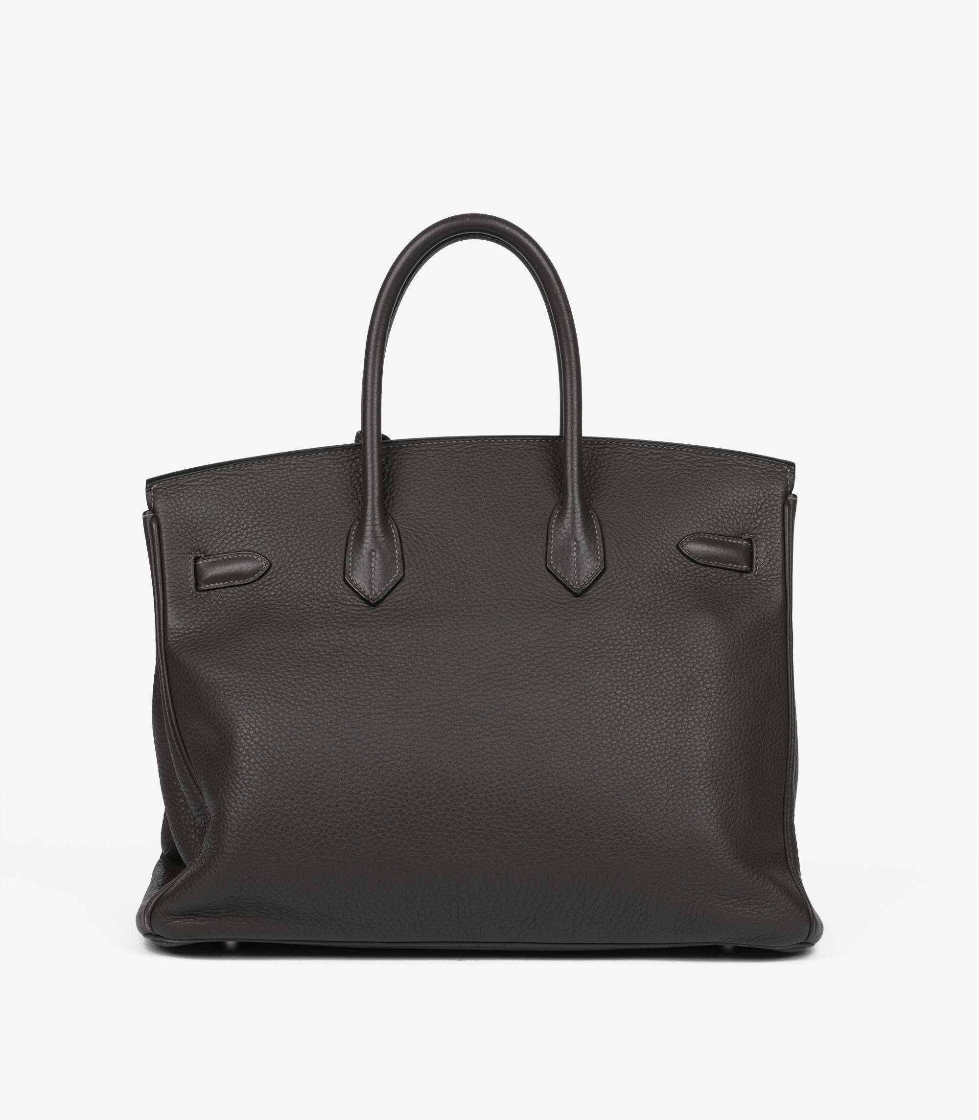 Hermès Graphite Grey Clemence Leather Birkin 35cm Retourne In Excellent Condition For Sale In Bishop's Stortford, Hertfordshire