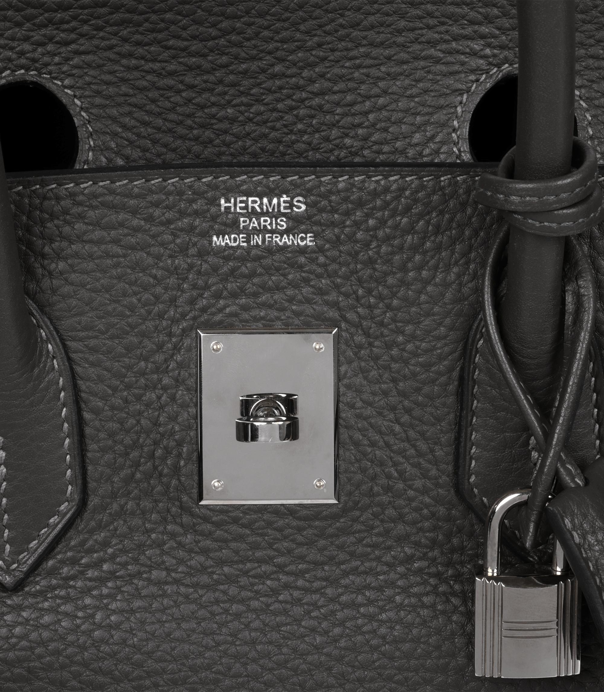 Hermès Graphite Grey Clemence Leather Birkin 35cm Retourne For Sale 2