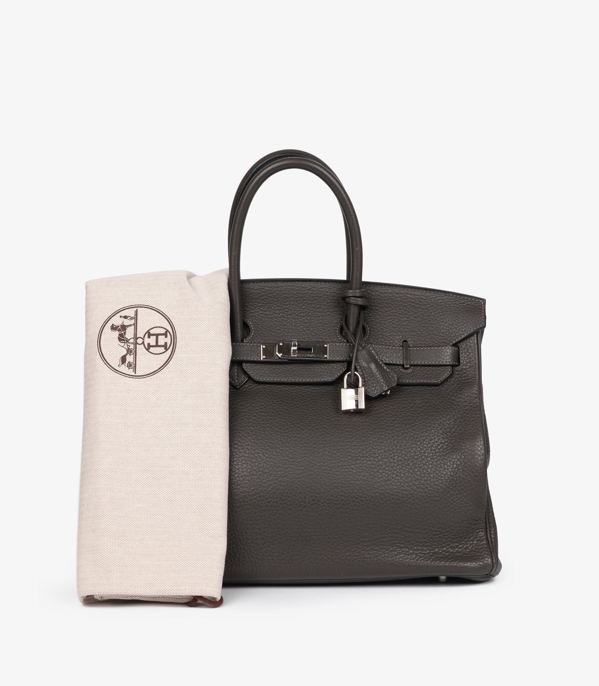 Hermès Graphite Grey Clemence Leather Birkin 35cm Retourne For Sale 4