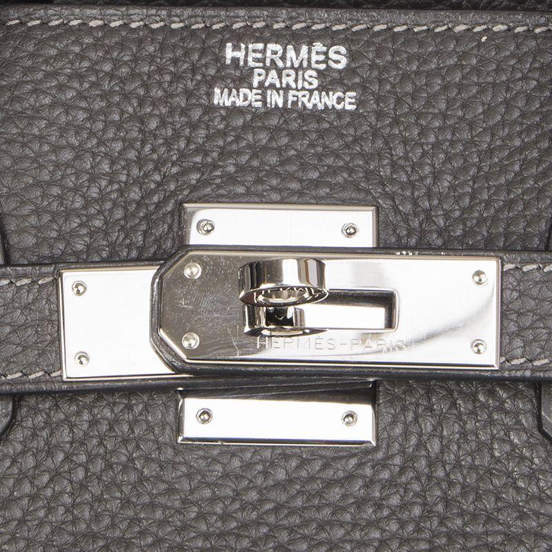 HERMES Graphite grey Clemence leather & Palladium BIRKIN 35 Bag In Excellent Condition In Zürich, CH