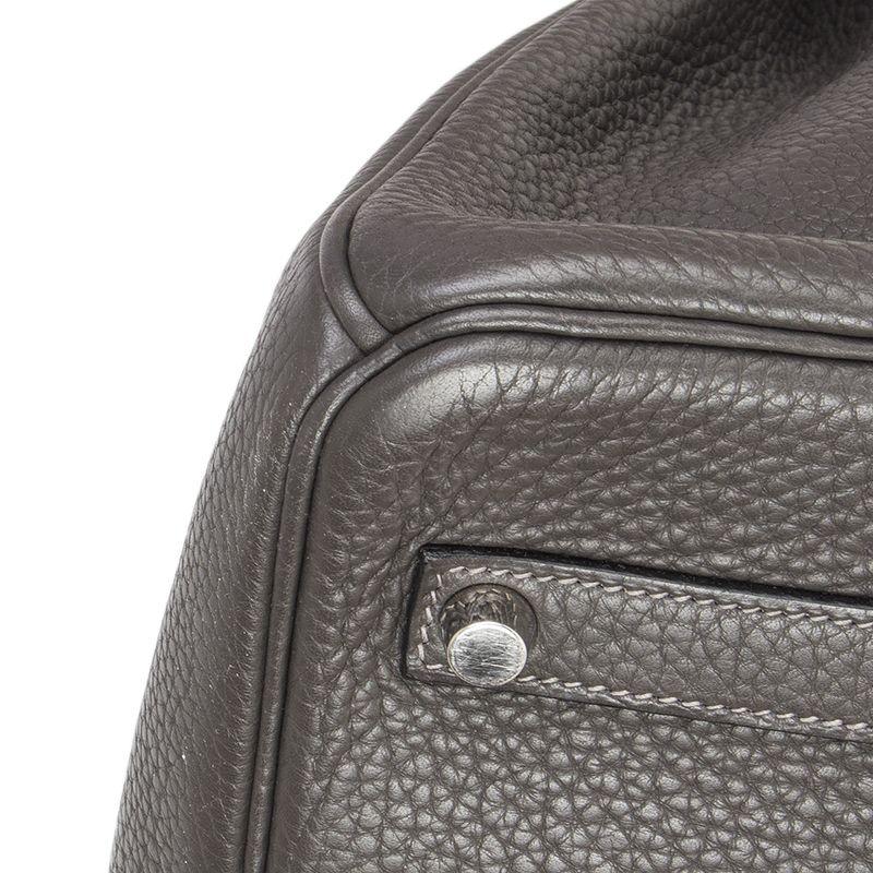 HERMES Graphite grey Clemence leather & Palladium BIRKIN 35 Bag 1