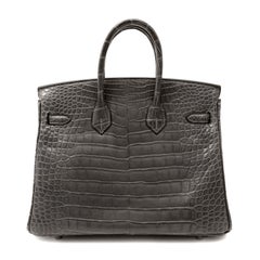 Hermès Graphite Matte Crocodile 25 cm Birkin Bag