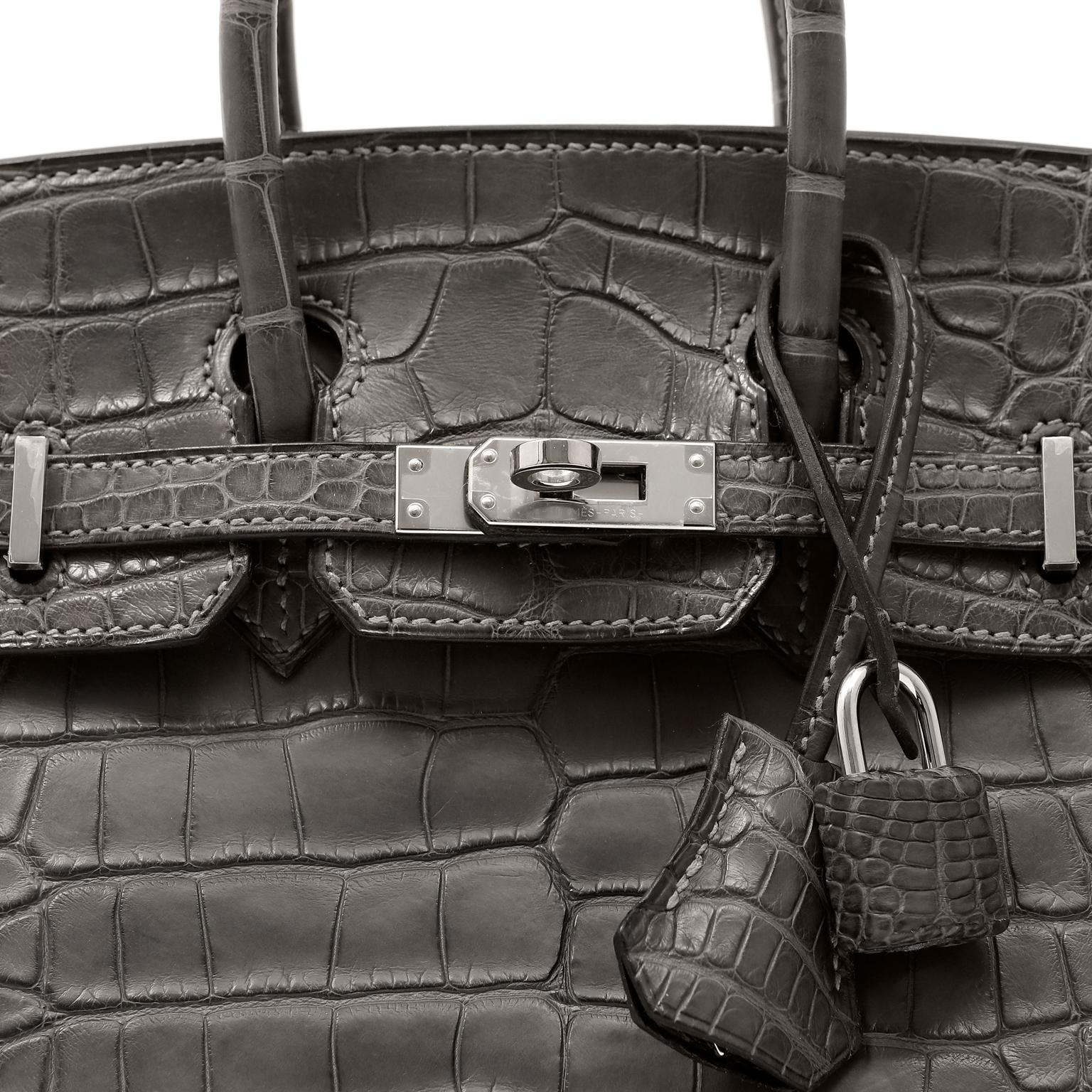 Donna Hermès Borsa Birkin 25 cm in coccodrillo grafite opaco