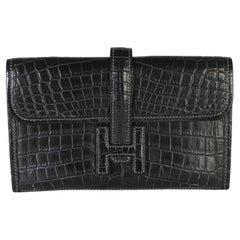 Hermès Graphite Matte Crocodile Niloticus Mini Jige Clutch