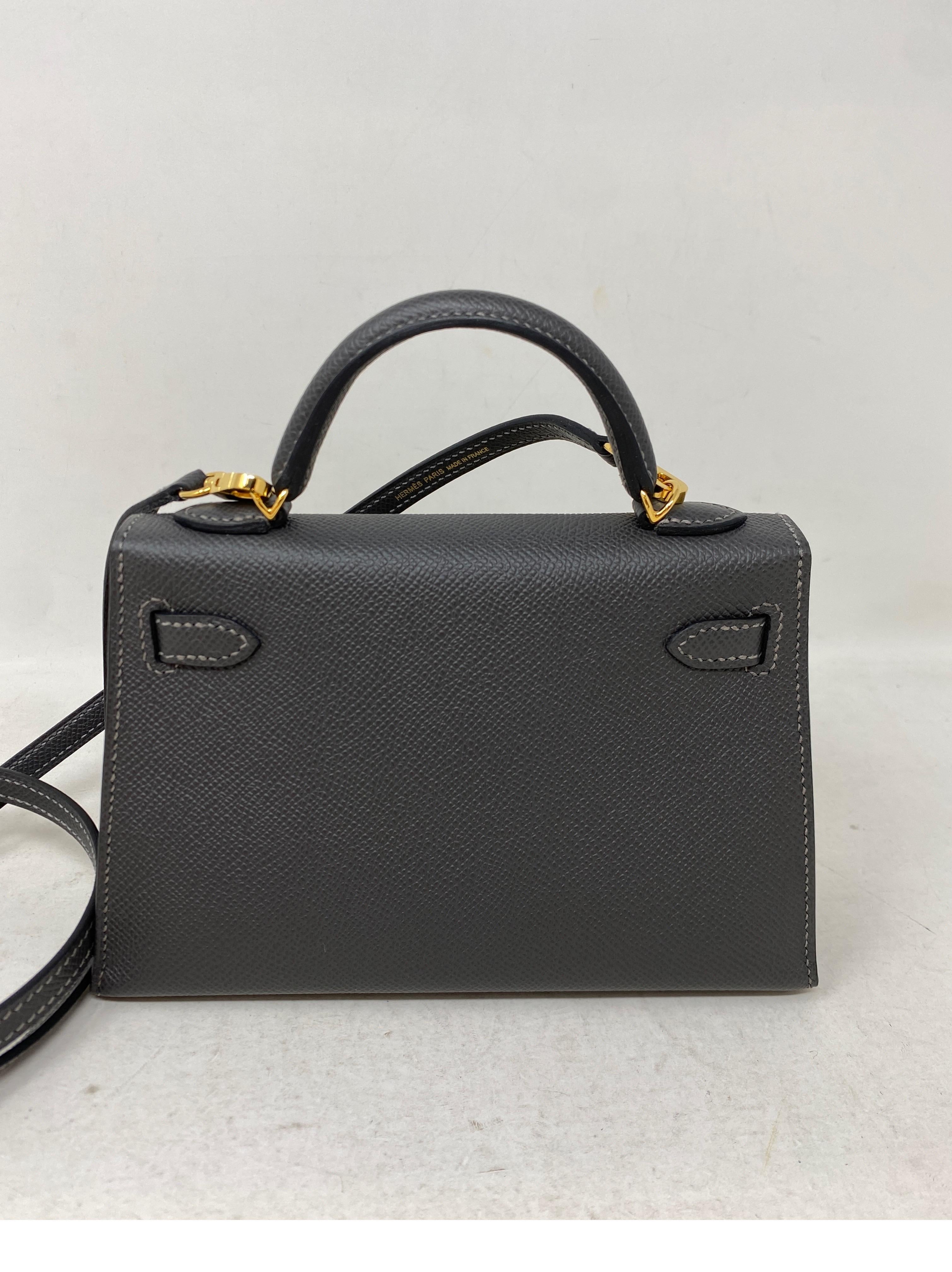 Hermes Graphite Mini Kelly Bag In New Condition In Athens, GA